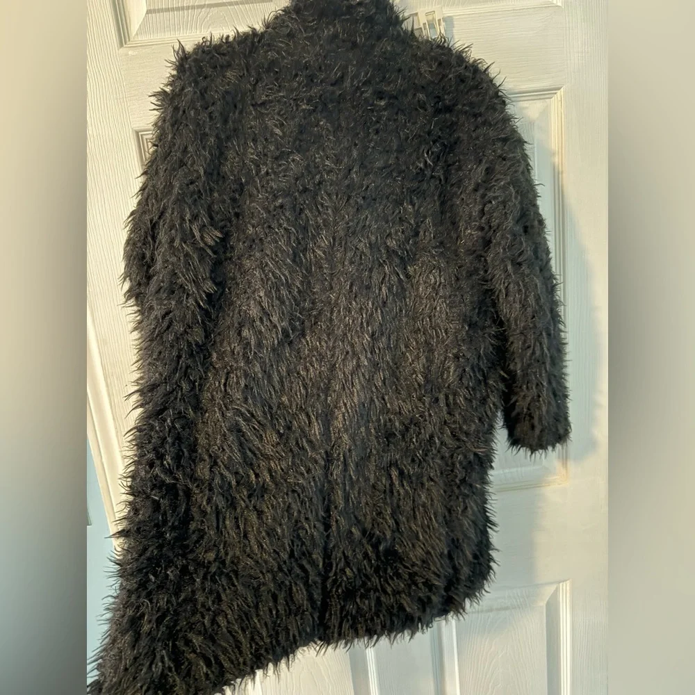 Art Class Girl's Fuzzy Sherpa Coat, Black, size Med